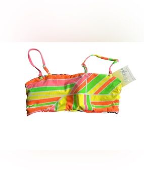 MAAJI neon color bandeau lace up back detachable straps bikini swim top sz M NWT